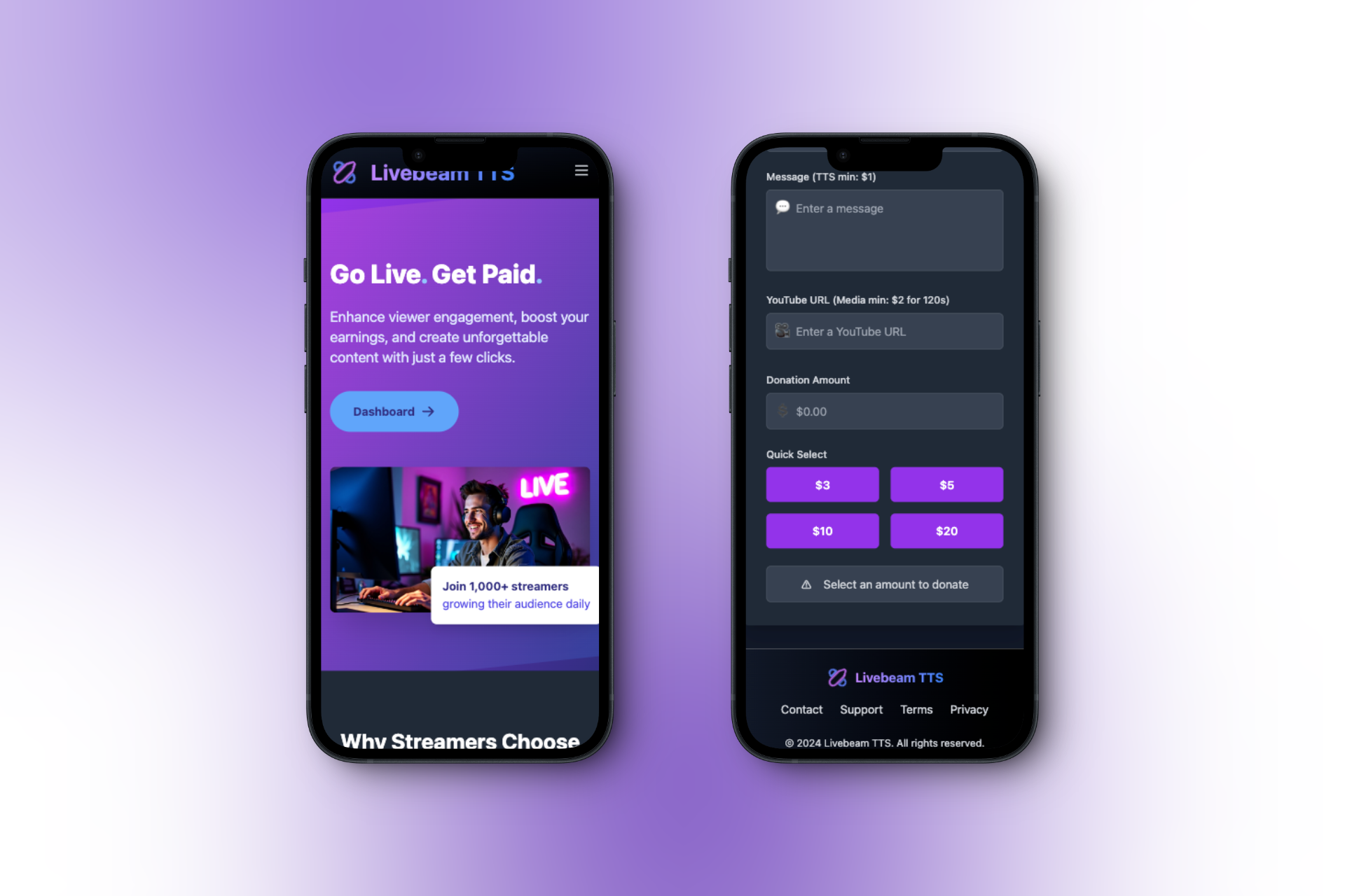 laptop showing livebeam.chat interface